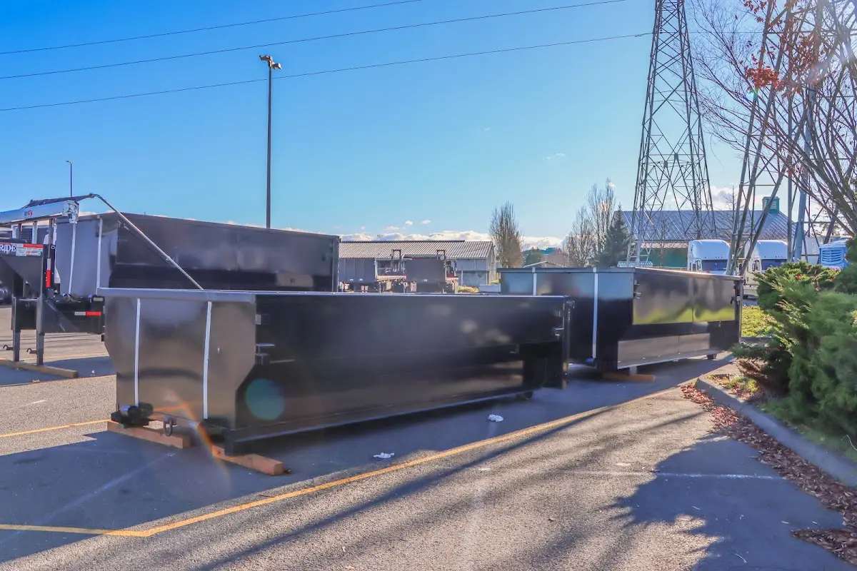 Roll-off dumpster ready for waste disposal at job site for 3 Yard Dumpster Rental in Chamblee